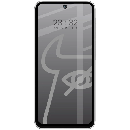 Prywatyzujące szkło hartowane Bizon Glass Edge Shadow do Galaxy M35 5G / A55 5G / A35 5G, przyciemniane z czarną ramką