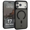 Etui z pierścieniem magnetycznym + szkło hartowane Bizon MatteO Pack do iPhone 17 Pro Max, przydymione-czarne
