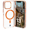Etui z pierścieniem magnetycznym Bizon Case Marco do iPhone 13 Pro, przezroczyste z pomarańczową ramką