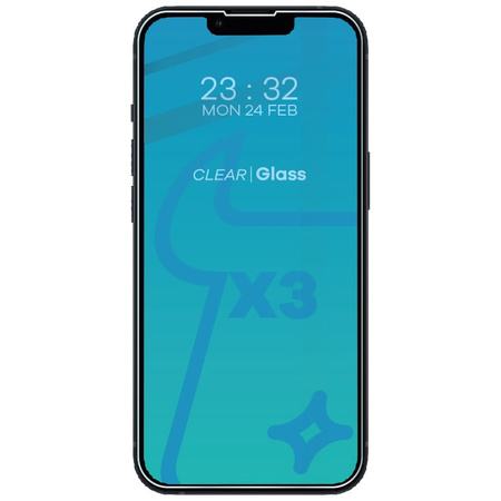 Szkło hartowane Bizon Glass Clear - 3 szt. + obiektyw, iPhone 13 Mini