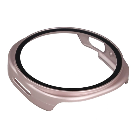 Etui ze szkłem do zegarka Bizon Case+Glass Watch do Samsung Galaxy Watch 8 44 mm, satynowe różowe