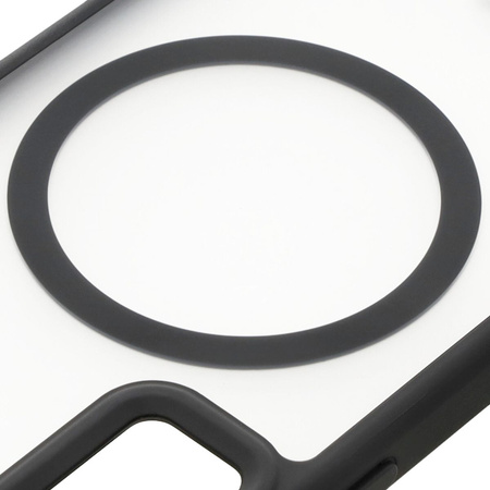 Etui z pierścieniem magnetycznym Bizon Case MatteO do Galaxy S24, półprzezroczyste z czarną ramką