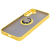 Etui z uchwytem na palec Bizon Case Hybrid Ring do Galaxy A35 5G, przydymione z żółtą ramką