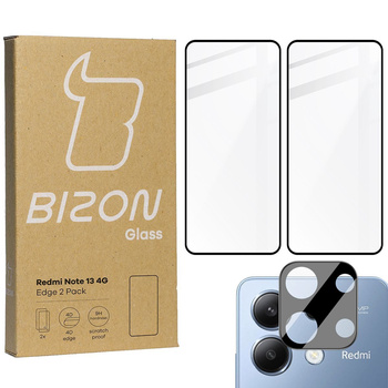 2x Szkło + szybka na aparat BIZON Edge 2 Pack do Xiaomi Redmi Note 13 4G