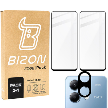 2x Szkło hartowane z ramką + szybka na aparat Bizon Edge 2 Pack do Xiaomi Redmi 13 4G