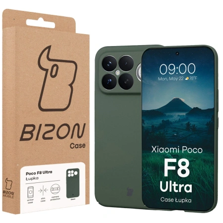 Etui Bizon Case Łupka do Xiaomi POCO F8 Ultra, zielone