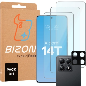 3x Szkło hartowane + szybka na aparat Bizon Glass Clear 2 Pack do Xiaomi 14T