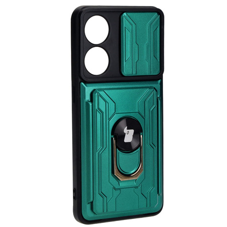 Etui Bizon Case Camshield Card Slot Ring do Oppo Reno 8T 4G, zielone