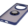 Etui z uchwytem na palec Bizon Case Hybrid Ring do Realme 14 Pro 5G, przydymione z granatową ramką
