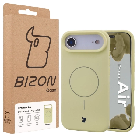 Silikonowe etui z pierścieniem magnetycznym Bizon Soft Case Magnetic do iPhone Air, jasnożółte
