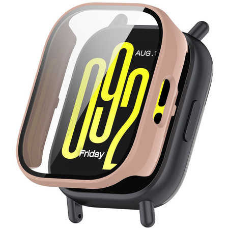 Etui ze szkłem do zegarka Bizon Case+Glass Watch do Xiaomi Redmi Watch 5 Active, różowe