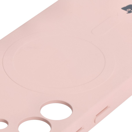 Silikonowe etui z pierścieniem magnetycznym Bizon Case Silicone Magnetic do Galaxy S25 / S24, jasnoróżowe