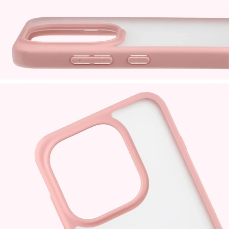 Etui Bizon Case Angelo do Oppo Find X9, półprzezroczyste z jasnoróżową ramką