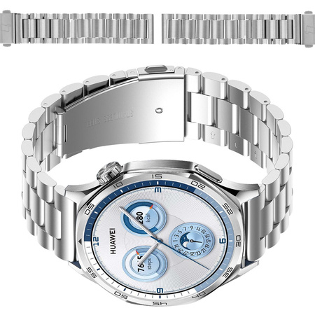 Pasek ze stali nierdzewnej Bizon Strap Watch Aura do Smartwatcha 22 mm, srebrny