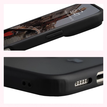 Etui z pierścieniem magnetycznym Bizon Case MatteO do iPhone 17 Pro Max, przydymione-czarne