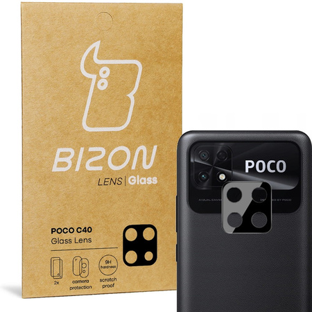 Szkło na aparat Bizon Glass Silk Lens dla Poco C40 / Redmi 10C, 2 sztuki