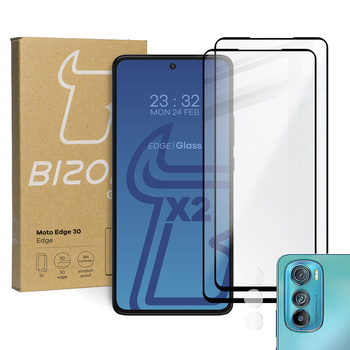 2x Szkło + szybka na aparat Bizon Edge Pack do Motorola Edge 30