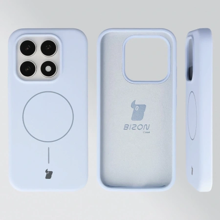 Silikonowe etui z pierścieniem magnetycznym Bizon Soft Case Magnetic do Xiaomi 17, błękitne
