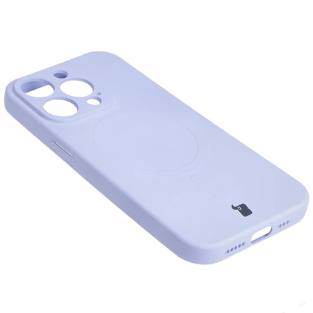 Etui silikonowe z pierścieniem magnetycznym Bizon Case Silicone Magnetic do iPhone 15 Pro, jasnofioletowe