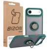 Etui z uchwytem na palec Bizon Case Hybrid Ring do iPhone Air, przydymione z ciemnozieloną ramką