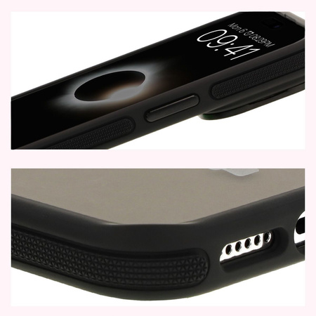 Etui z podstawką i pierścieniem magnetycznym Bizon Case Eclipse do iPhone 15 Pro Max, przydymione z czarną ramką