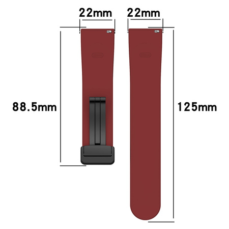 Silikonowy pasek Bizon Strap Watch Silicone L do Quick Release 22 mm, burgundowy