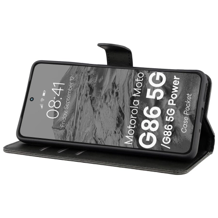 Etui z klapką Bizon Case Pocket do Motorola Moto G86 5G / G86 Power 5G, czarne