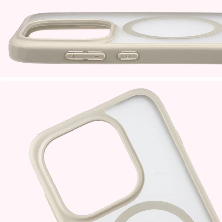 Etui z pierścieniem magnetycznym Bizon Case MatteO do OnePlus 15, przydymione-beżowe