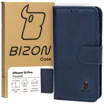 Etui z klapką Bizon Case Pocket do iPhone 13 Pro, granatowe