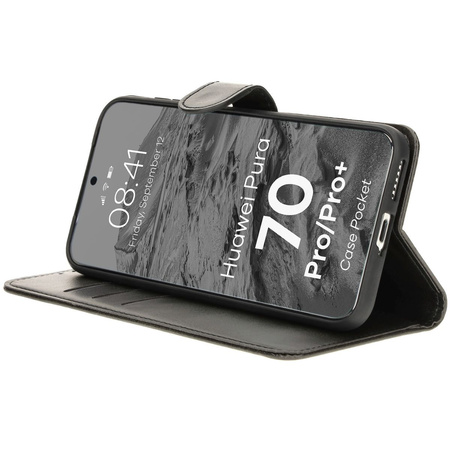 Etui z klapką Bizon Case Pocket do Huawei Pura 70 Pro / Pro+, czarne