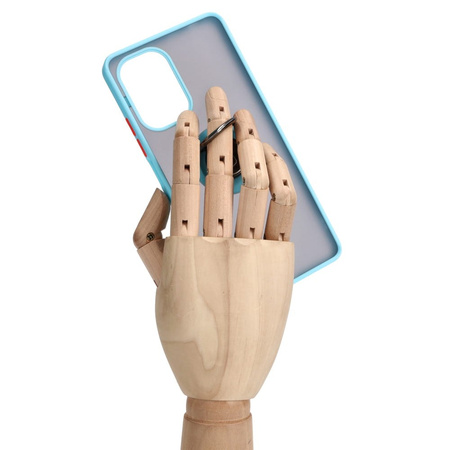 Etui z uchwytem na palec Bizon Case Hybrid Ring do Xiaomi Poco F5, przydymione z jasnoniebieską ramką