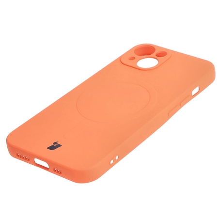 Etui silikonowe z pierścieniem magnetycznym Bizon Case Silicone Magnetic do iPhone 13, marchewkowe