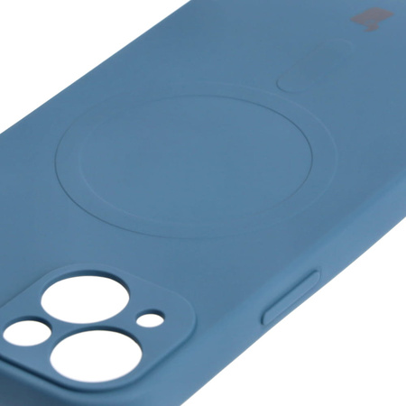 Etui silikonowe z pierścieniem magnetycznym Bizon Case Silicone Magnetic do iPhone 13, granatowe