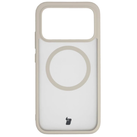 Etui z pierścieniem magnetycznym Bizon Case MatteO do Xiaomi POCO F8 Pro, przydymione-beżowe