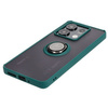 Etui z uchwytem na palec Bizon Case Hybrid Ring do Xiaomi Redmi Note 13 5G, przydymione z ciemnozieloną ramką