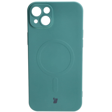 Etui silikonowe z pierścieniem magnetycznym Bizon Case Silicone Magnetic do iPhone 14 Plus, ciemnozielone