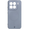 Silikonowe etui z pierścieniem magnetycznym Bizon Case Silicone Magnetic Sq do Xiaomi 15, szare