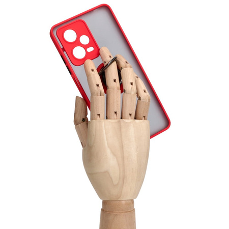 Etui z uchwytem na palec Bizon Case Hybrid Ring do Xiaomi Redmi Note 12 Pro 5G, przydymione z czerwoną ramką