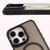 Etui z podstawką i pierścieniem magnetycznym Bizon Case Eclipse do iPhone 15 Pro Max, przydymione z czarną ramką