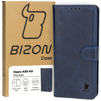 Etui z klapką Bizon Case Pocket do Oppo A58 4G, granatowe