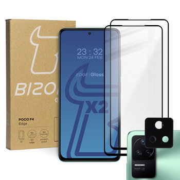 2x Szkło + szybka na aparat Bizon Edge Pack do Xiaomi Poco F4
