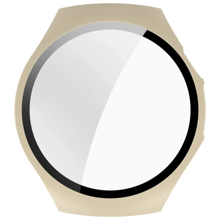 Etui ze szkłem do zegarka Bizon Case+Glass Watch do Huawei Watch 5 46 mm, beżowe