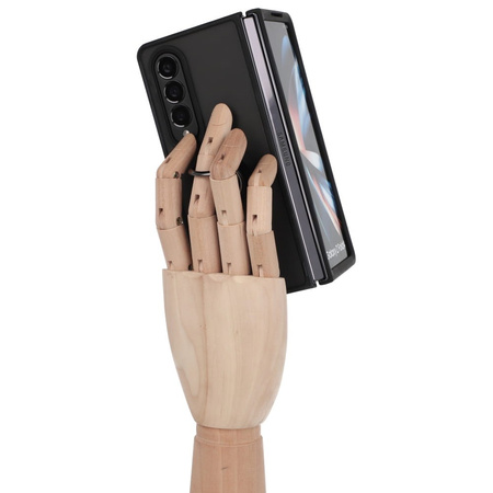 Etui z uchwytem na palec Bizon Case Hybrid Ring do Galaxy Z Fold4, przydymione z czarną ramką