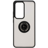 Etui z uchwytem na palec Bizon Case Hybrid Ring do Oppo Reno 12, przydymione z czarną ramką