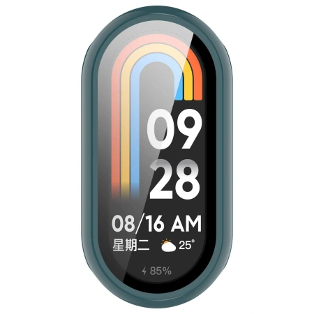 Etui ze szkłem do zegarka Bizon Case+Glass Watch do Xiaomi Smart Band 10, ciemnozielone