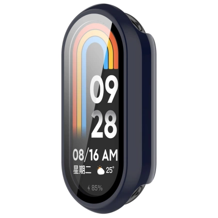 Etui ze szkłem do zegarka Bizon Case+Glass Watch do Xiaomi Smart Band 10, niebieskie