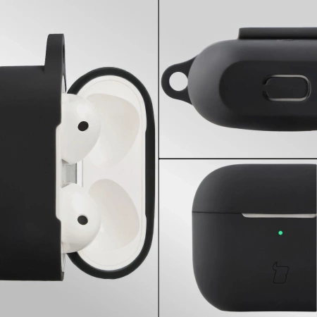 Silikonowe etui z karabińczykiem Bizon Case Headphone Silicone do AirPods 3, czarne