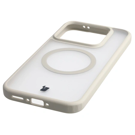 Etui z pierścieniem magnetycznym Bizon Case MatteO do Realme GT 8 Pro, przydymione-beżowe