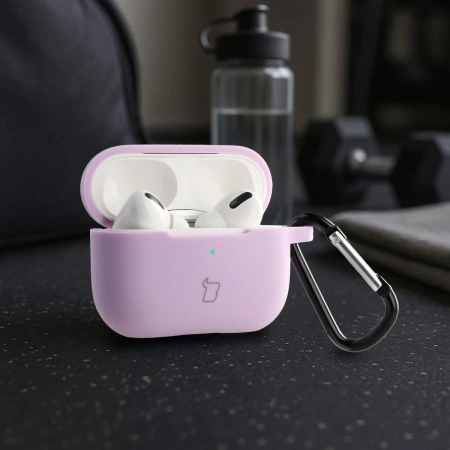 Silikonowe etui z karabińczykiem Bizon Case Headphone Silicone do AirPods Pro 2, lawendowe