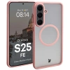 Etui z pierścieniem magnetycznym + szkło hartowane Bizon MatteO Pack do Galaxy S25 FE, przydymione-jasnoróżowe

